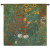 Farm Garden with Sunflowers by Gustav Klimt | Woven Tapestry Wall Art Hanging | Nature Mixed Sunflowers | 100% Cotton USA Size 45x45 Wall Tapestry