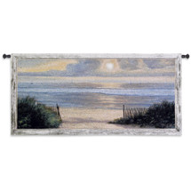 Summer Moments II by Diane Romanello | Woven Tapestry Wall Art Hanging | Warm Ocean Shore Sunset with Sailboats | 100% Cotton USA Size 54x26 Wall Tapestry