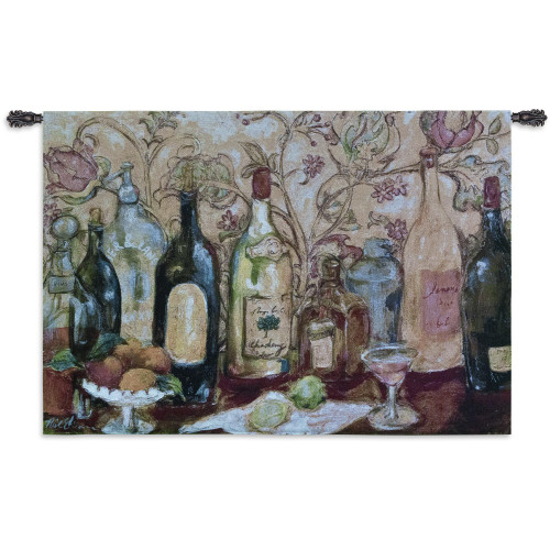 Bar with Pink Drink by Nicole Etienne | Woven Tapestry Wall Art Hanging | Vintage Alcohol Ensemble Still Life Lounge Decor | 100% Cotton USA Size 53x36 Wall Tapestry