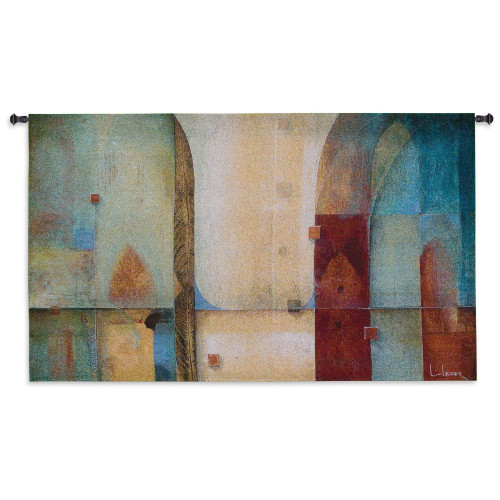 Orchestration by Don Li-Leger | Woven Tapestry Wall Art Hanging | Abstract Asian Fusion Color Composition Geometry | 100% Cotton USA Size 88x53 Wall Tapestry