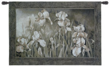 Field of Irises | Woven Tapestry Wall Art Hanging | Earthy Floral Showcase in Black and White | 100% Cotton USA Size 53x37 Wall Tapestry