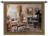 Music Room by Foxwell | Woven Tapestry Wall Art Hanging | Baby Grand Piano in Decorative Living Room | 100% Cotton USA Size 53x44 Wall Tapestry