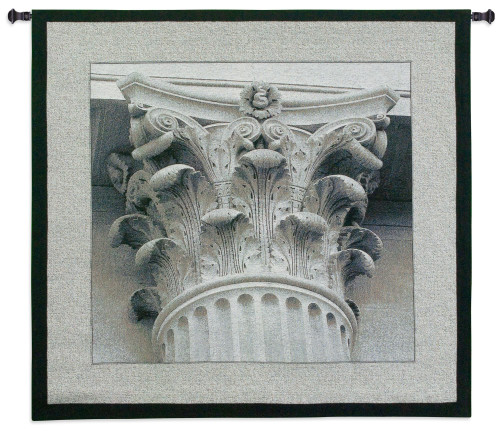 Architectural Detail III | Woven Tapestry Wall Art Hanging | White Greek Column Photograph | 100% Cotton USA Size 53x53 Wall Tapestry
