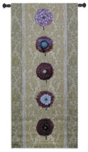 Floating Botanicals Cream | Woven Tapestry Wall Art Hanging | Vertical Crimson Besler Floral Arrangement on Damask | 100% Cotton USA Size 57x26 Wall Tapestry