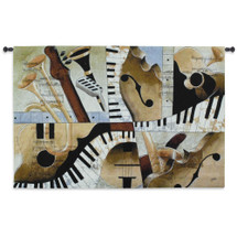 Jazz Medley I by Tom Grijalva | Woven Tapestry Wall Art Hanging | Instrumental Abstract Panel Art | 100% Cotton USA Size 52x35 Wall Tapestry