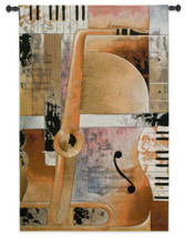 Jazz Medley II by Tom Grijalva | Woven Tapestry Wall Art Hanging | Instrumental Abstract Collage | 100% Cotton USA Size 52x35 Wall Tapestry