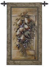 Poetic Pears by Riccardo Bianchi | Woven Tapestry Wall Art Hanging | Pear Garland on Wood | 100% Cotton USA Size 47x26 Wall Tapestry