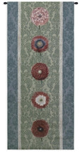 Floating Botanicals Green | Woven Tapestry Wall Art Hanging | Vertical Crimson Besler Floral Arrangement on Damask | 100% Cotton USA Size 57x26 Wall Tapestry