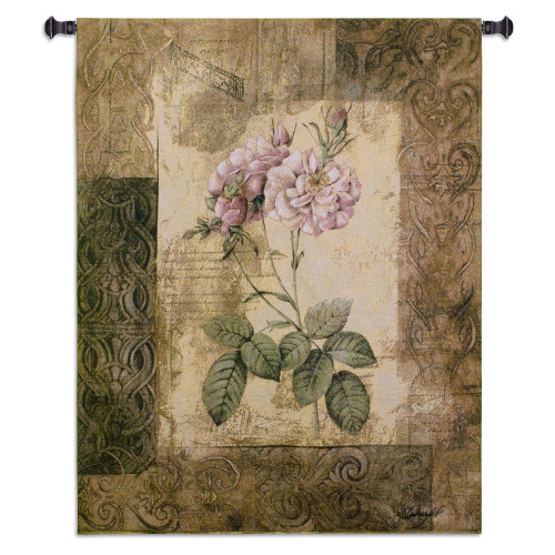 Blossoming Elegance II by Jae Dougall | Woven Tapestry Wall Art Hanging | Earthy Mixed Media Abstract Floral Artwork | 100% Cotton USA Size 53x41 Wall Tapestry