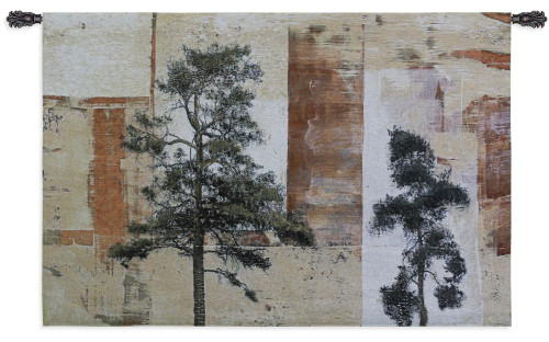 Parchment Trees II by Friedbert Renbaum | Woven Tapestry Wall Art Hanging | Trees over Abstract Painted Background | 100% Cotton USA Size 53x36 Wall Tapestry