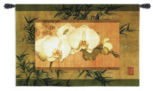 Bamboo and Orchids II by Ives McColl | Woven Tapestry Wall Art Hanging | Contemporary Asian Earthy Floral Artwork | 100% Cotton USA Size 39x26 Wall Tapestry