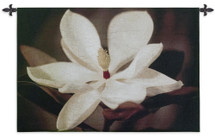 Source II | Woven Tapestry Wall Art Hanging | Large White Orchid on Dark Border | 100% Cotton USA Size 53x36 Wall Tapestry