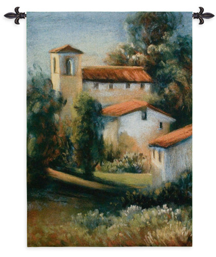 Abbazia by Carol Jessen | Woven Tapestry Wall Art Hanging | Impressionist European Manor with Trees | 100% Cotton USA Size 56x38 Wall Tapestry