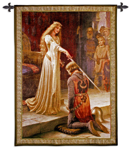 The Accolade by Edmund Blair Leighton | Woven Tapestry Wall Art Hanging | Medieval Knight Ceremony | 100% Cotton USA Size 53x42 Wall Tapestry