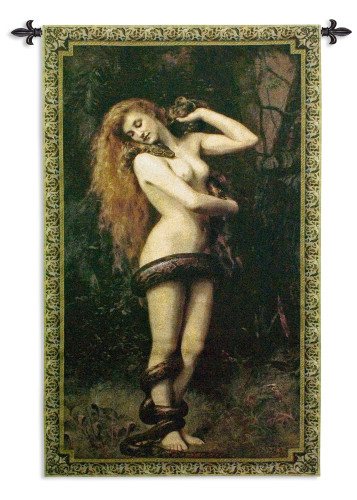Lilith by John Collier | Woven Tapestry Wall Art Hanging | Victorian Classic of Babylonian Talmud Mythology | 100% Cotton USA Size 62x35 Wall Tapestry