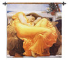 Flaming June by Sir Frederic Leighton | Woven Tapestry Wall Art Hanging | Sleeping Woman Orange Gown Masterpiece | 100% Cotton USA Size 53x53 Wall Tapestry