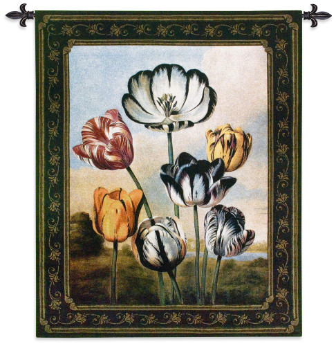 The Temple of Flora: Tulips | Woven Tapestry Wall Art Hanging | Gorgeous Vintage Flower Book Commision | 100% Cotton USA Size 53x44 Wall Tapestry