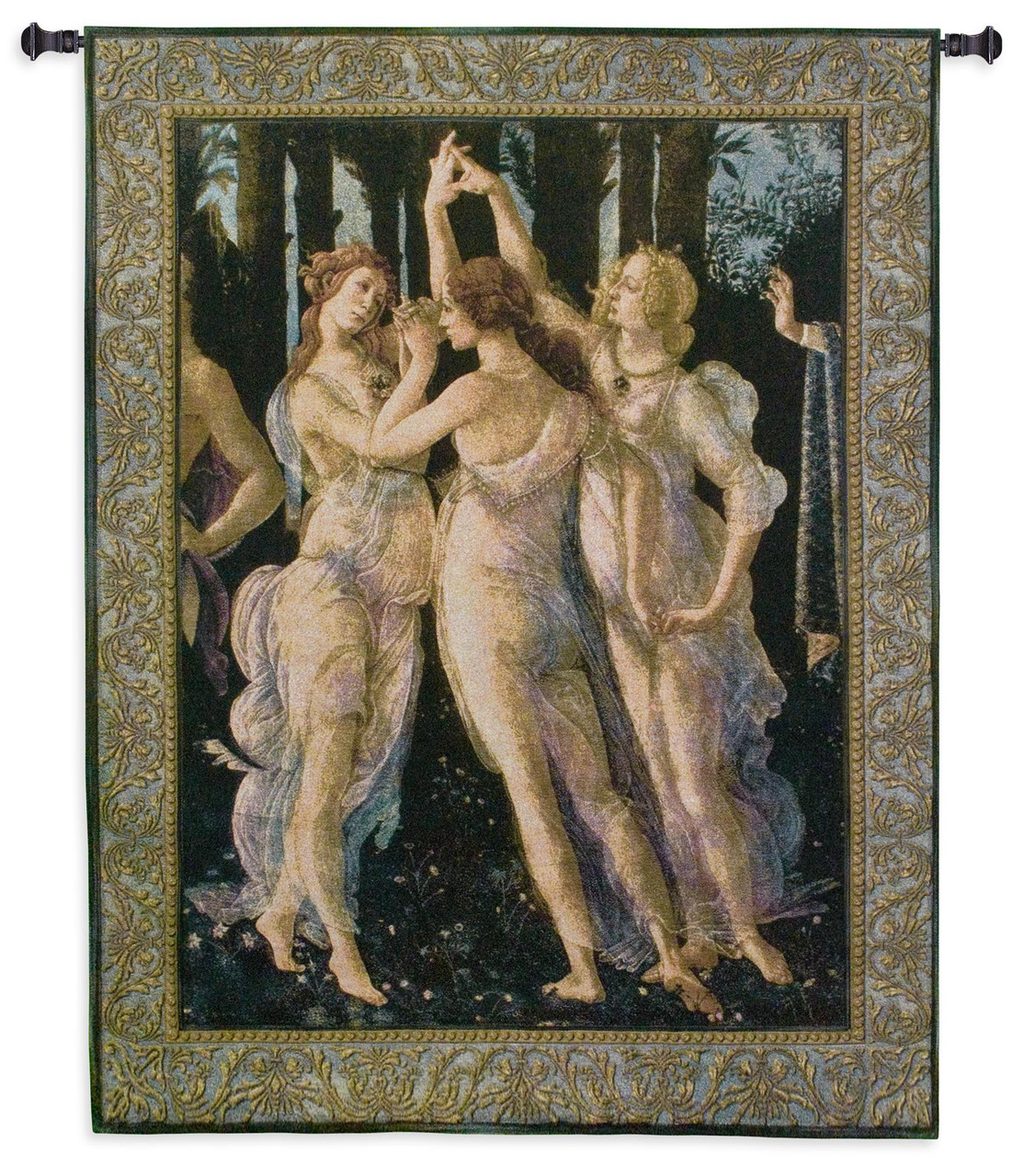 Primavera the Three Graces by Sandro Botticelli Woven Tapestry Wall Art  Hanging Renaissance Mythology Allegory of Spring 100% Cotton USA Size  53x41