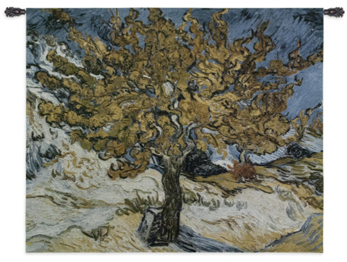 The Mulberry Tree by Vincent Van Gogh | Woven Tapestry Wall Art Hanging | Flaming Post Impressionist Foliage | 100% Cotton USA Size 53x44 Wall Tapestry