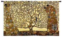 Stoclet Frieze by Gustav Klimt – Stoclet Frieze Series | Woven Tapestry Wall Art Hanging | Tree of Life Wisdom | 100% Cotton USA Size 53x34 Wall Tapestry