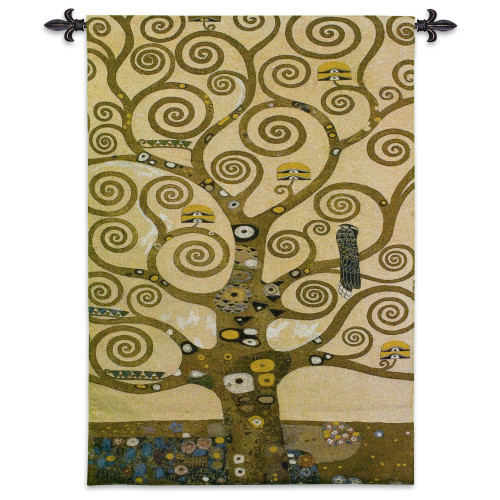 Stoclet Frieze Tree of Life by Gustav Klimt – Stoclet Frieze Series | Woven Tapestry Wall Art Hanging | Gold Mosaic Abstract Spiritual Tree | 100% Cotton USA Size 48x35 Wall Tapestry