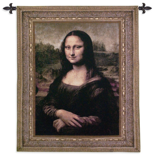 Mona Lisa by Leonardo da Vinci | Woven Tapestry Wall Art Hanging | La Gioconda Famous Renaissance Masterpiece | 100% Cotton USA Size 53x43 Wall Tapestry