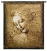 Head of a Woman by Leonardo da Vinci | Woven Tapestry Wall Art Hanging | Renaissance Oil Painting Masterpiece “La Scapigliata” | 100% Cotton USA Size 53x45 Wall Tapestry