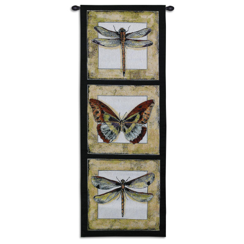 Butterfly Dragonfly II | Woven Tapestry Wall Art Hanging | Butterfly and Dragonfly Panel Art | 100% Cotton USA Size 49x18 Wall Tapestry