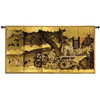 Seven Gods of Good Fortune and Chinese Children | Woven Tapestry Wall Art Hanging | Japanese Edo Period Folding Panel Ink Artwork | 100% Cotton USA Size 53x28 Wall Tapestry
