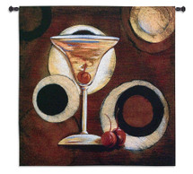 Manhattan Cocktail | Woven Tapestry Wall Art Hanging | Classic Drink on Warm Contemporary Circle Background | 100% Cotton USA Size 36x36 Wall Tapestry
