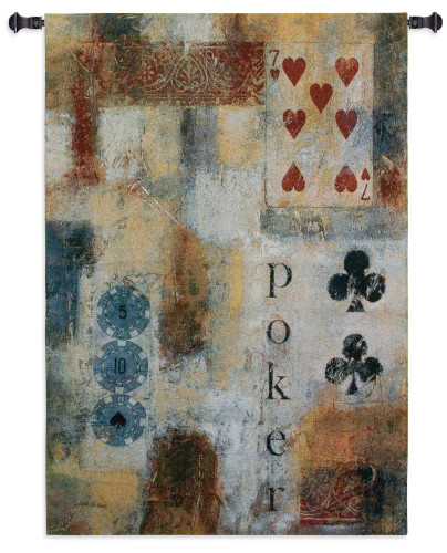 Poker Abstract by Jane Bellows | Woven Tapestry Wall Art Hanging | Abstract Poker Chips and Cards Game Room Artwork | 100% Cotton USA Size 53x36 Wall Tapestry