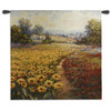 Tuscan Pleasures I | Woven Tapestry Wall Art Hanging | Vibrant Sunflowers and Red Poppies | 100% Cotton USA Size 53x53 Wall Tapestry