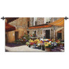 Flower Shop by Jan McLaughlin | Woven Tapestry Wall Art Hanging | Realist European Cobblestone Street Storefront | 100% Cotton USA Size 53x34 Wall Tapestry