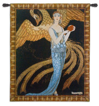 Sortileges by George Barbier | Woven Tapestry Wall Art Hanging | Art Deco Golden Phoenix and Woman Classic French Illustration | 100% Cotton USA Size 53x43 Wall Tapestry