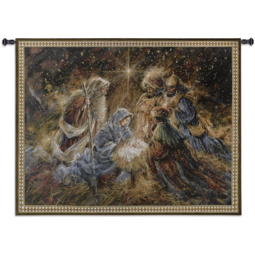 We Three Kings by Stewart Sherwood | Woven Tapestry Wall Art Hanging | Nativity Christian Religious Christmas Theme | 100% Cotton USA Size 53x42 Wall Tapestry
