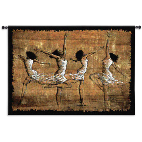 Rejoice by Monica Stewart | Woven Tapestry Wall Art Hanging | African American Festive Dancers | 100% Cotton USA Size 52x35 Wall Tapestry