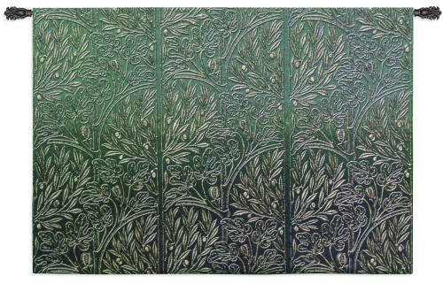 Arboretum by William Morris | Woven Tapestry Arts and Crafts Style Wall Art Hanging | Emerald Floral Botanical Motif | 100% Cotton USA Size 53x37 Wall Tapestry