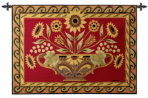 Provence Floral by Jennifer Brinley | Woven Tapestry Wall Art Hanging | Symmetric Fiery Sunflower Design with Elaborate Border | 100% Cotton USA Size 53x40 Wall Tapestry