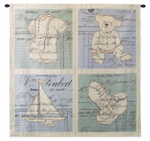 Vintage Baby Blue | Woven Tapestry Wall Art Hanging | Youthful Childhood Imagery Panel Artwork | 100% Cotton USA Size 35x35 Wall Tapestry