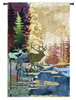 Ghosts of the Tall Timbers | Woven Tapestry Wall Art Hanging | Abstract Dreamy Forest River with Deer | 100% Cotton USA Size 83x53 Wall Tapestry