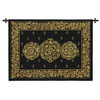 Black Medallion | Woven Tapestry Wall Art Hanging | Elegant Golden Floral Filigree on Black Scrolls Bohemian | 100% Cotton USA Size 53x40 Wall Tapestry