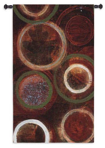 Nature's Spheres I by Leslie Bernsen | Woven Tapestry Wall Art Hanging | Earthy Dark Abstract Circle Design | 100% Cotton USA Size 52x32 Wall Tapestry