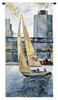 Sailing in the Afternoon by Borafull | Woven Tapestry Wall Art Hanging | Hudson River Sailboats with Bridges and New York City Skyline | 100% Cotton USA Size 53x26 Wall Tapestry