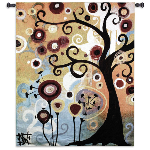 June Tree by Natasha Wescoat | Woven Tapestry Wall Art Hanging | Contemporary Tree of Life Botanical Pop Artwork | 100% Cotton USA Size 53x43 Wall Tapestry