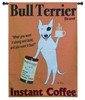 Bull Terrier by Ken Bailey | Woven Tapestry Wall Art Hanging | Whimsical Dog Themed Coffee Poster | 100% Cotton USA Size 53x39 Wall Tapestry