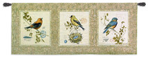 Songbirds by Chad Barrett | Woven Tapestry Wall Art Hanging | Vintage Colorful Birds Decorative Panel Artwork | 100% Cotton USA Size 65x26 Wall Tapestry