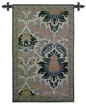 Framed Silk Road | Woven Tapestry Wall Art Hanging | Intricate Floral Poppy Damask Pattern | 100% Cotton USA Size 55x35 Wall Tapestry