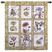 Nature's Curiosities by Chad Barrett | Woven Tapestry Wall Art Hanging | Lovely Antique Insect and Nature Study Nine Panel Design | 100% Cotton USA Size 62x53 Wall Tapestry