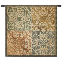 Wrought Iron Elegance | Woven Tapestry Wall Art Hanging | Geometric Ironwork Motif | 100% Cotton USA Size 53x53 Wall Tapestry