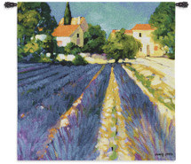 Lavender Field | Woven Tapestry Wall Art Hanging | Impressionist Floral Villa in Large Brush Strokes | 100% Cotton USA Size 53x53 Wall Tapestry
